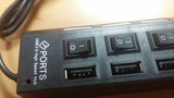 LED Backlight 7 Port Built-in USB 2.0 Adapter Hub