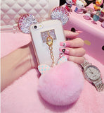 Fashion Crystal Mice Ear Case For iPhone
