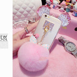 Fashion Crystal Mice Ear Case For iPhone