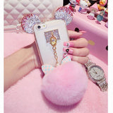 Fashion Crystal Mice Ear Case For iPhone