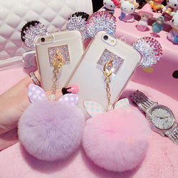 Fashion Crystal Mice Ear Case For iPhone